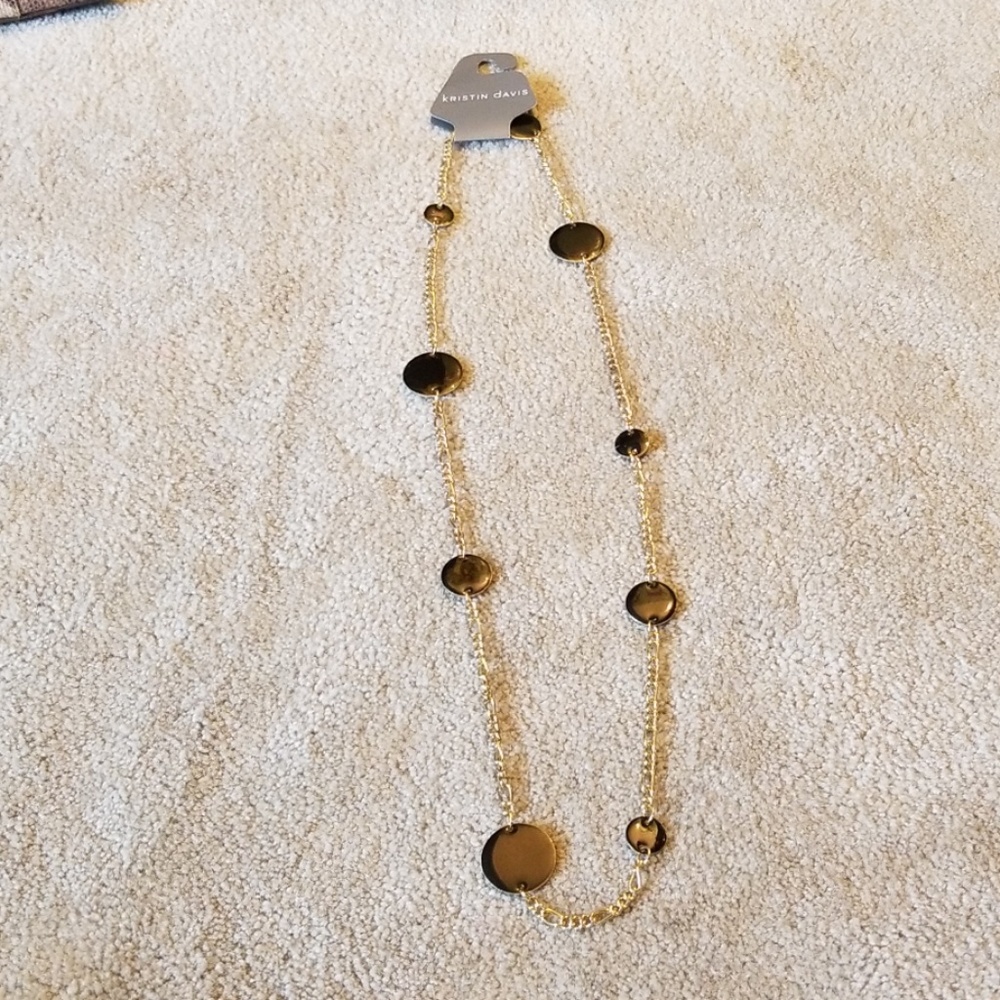 Kristin Davis black disk necklace